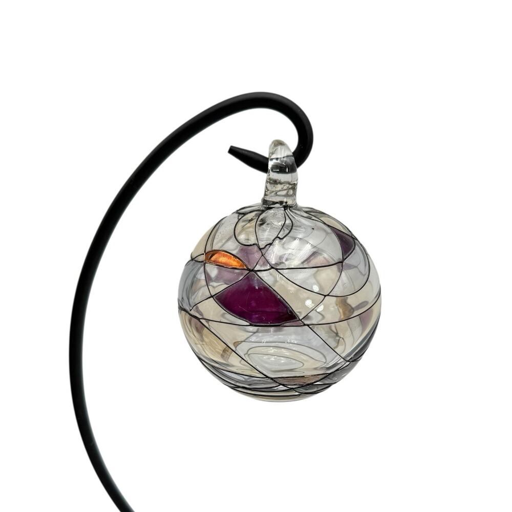 Partylite Mosaic Calypso Stained Glass Christmas Tree Ornament Handblown Retired